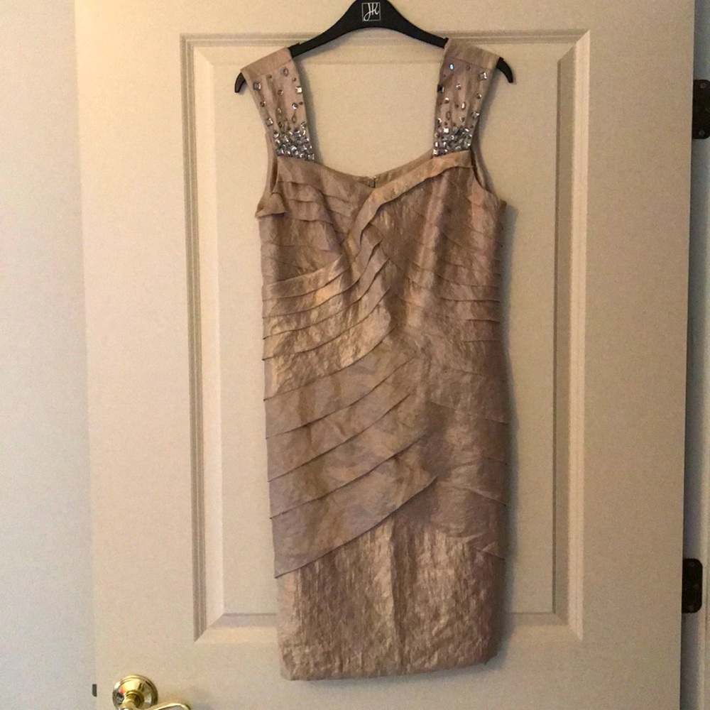 Champagne jeweled cocktail dress